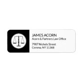 Échelles de justice | Étiquette du Bureau de la lo (Devant)