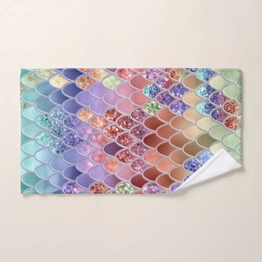 Échelles de Parties scintillant de sirène d'été #7 (Serviette à main)