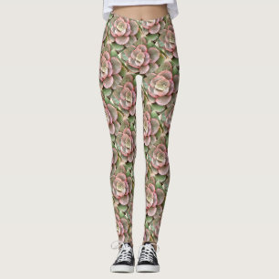 Echeveria Cactus Succulent Acrylverf Leggings