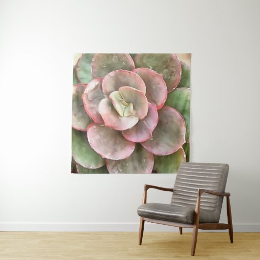 Echeveria Cactus Succulent Acrylverf Wandkleed (In situ)