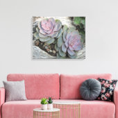 Echeveria Sur Toile Emballée De Bois Laissé (Insitu(Salon))