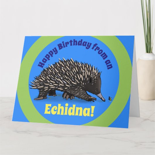 Echidna mignon avec la carte d'anniversaire de (Devant)