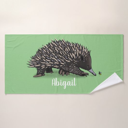 Echidna mignonne avec dessin animé d'abeille (Serviette de bain)
