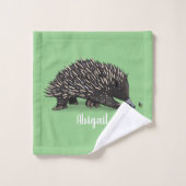 Echidna mignonne avec dessin animé d'abeille (Gant de toilette)