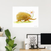 Echidna watercolor gril kunstposter poster (Thuiskantoor)