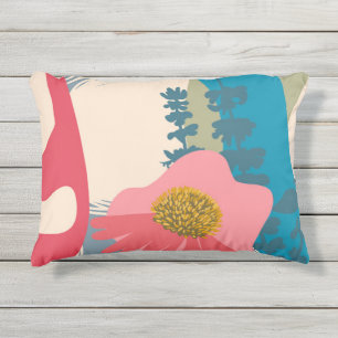 Echinacea Abstracte artistieke moderne kleurenblok Buitenkussen