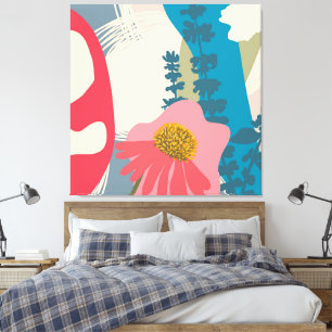 Echinacea Abstracte artistieke moderne kleurenblok Canvas Afdruk