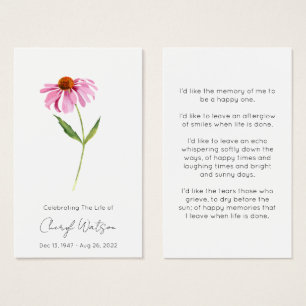 Echinacea Carte de prière simple pour funéraille