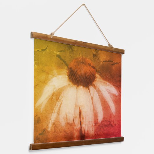 Echinacea Coneflower Daisy Abstract Distress Hangend Wandkleed (Gebogen)