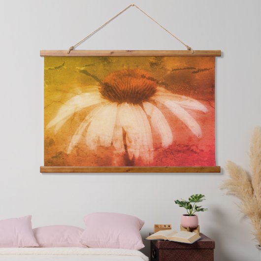 Echinacea Coneflower Daisy Abstract Distress Hangend Wandkleed (Slaapkamer)