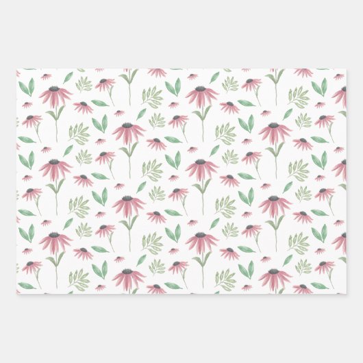 Echinacea Inpakpapier Plat Vel Set van 3 (Voorkant)