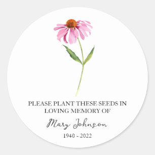 Echinacea Memorial Funeral Seed Packet Ronde Sticker