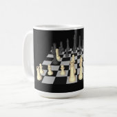 Échiquier avec des pièces d'échecs - tasse faite (Devant gauche)