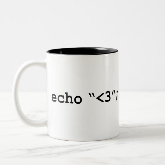 Echo Love PHP HTML Web Designer Developer Tweekleurige Koffiemok (Links)