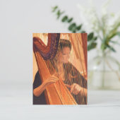 "Echo of Angels" Harp Player Waterverf Briefkaart (Staand voorkant)