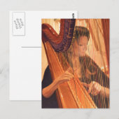 "Echo of Angels" Harp Player Waterverf Briefkaart (Voorkant / Achterkant)