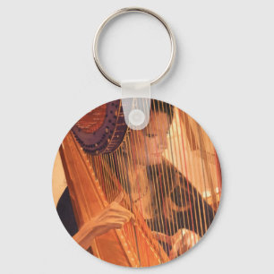 "Echo of Angels" Harp Player Waterverf Sleutelhanger