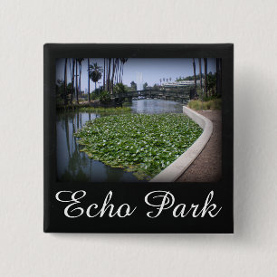 Echo Park Lake in Los Angeles, Californië Vierkante Button 5,1 Cm