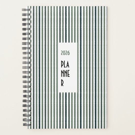 Echo Trails 2026 Planner – Matcha Green Stripes (Voorkant)
