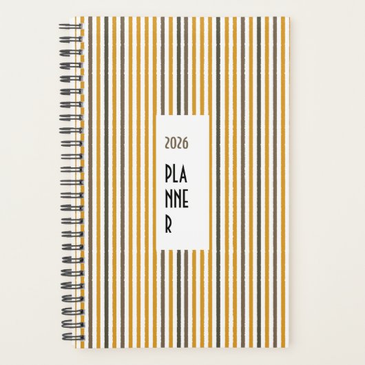 Echo Trails 2026 Planner – Mosterd Strepen (Voorkant)