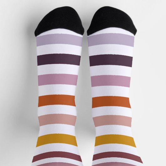 Echo Trails Gestreepte Duurzame Sokken - Roze tint (Top)