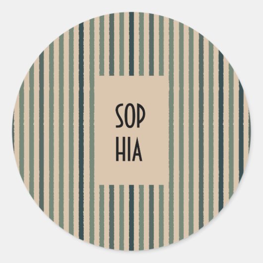 Echo Trails Ronde Stickers – Matcha Green Stripes (Voorkant)