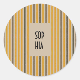 Echo Trails Ronde Stickers – Mosterdstrepen