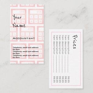 "Echoes" Accountant Price Cards Visitekaartje