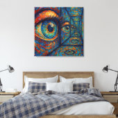 "Echoes in de iris" - Een surrealistisch portret Canvas Afdruk (Insitu (Slaapkamer))