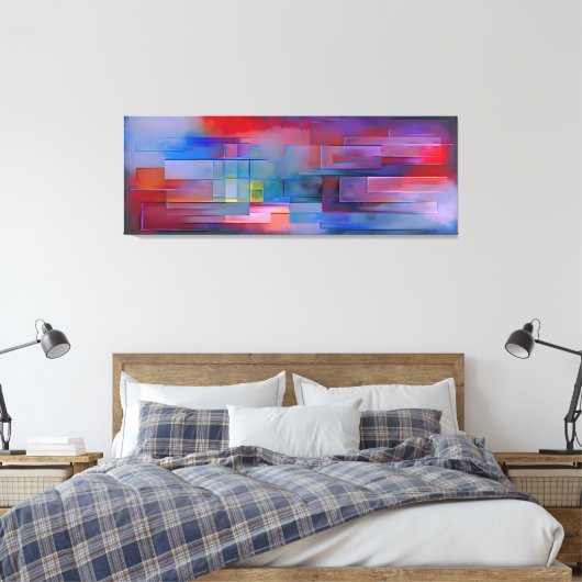 "Echoes of Geometry" Hedendaagse Abstracte kunst Canvas Afdruk (Insitu (Slaapkamer))