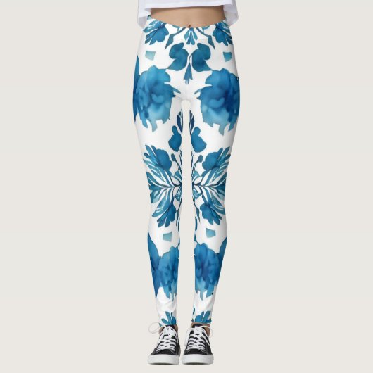 Echoes van de Groovy: Boho Waterverf Pattern Leggings (Voorkant)