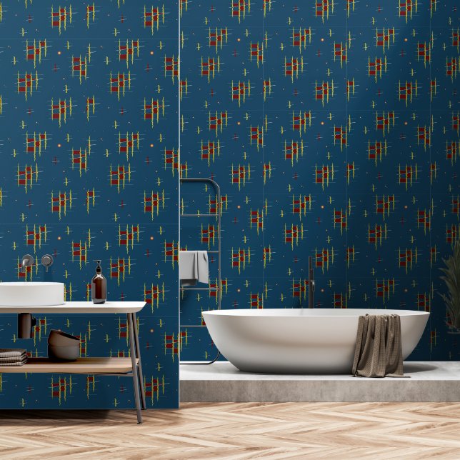 Echoes van Geometry Wallpaper Behang (Badkamer)