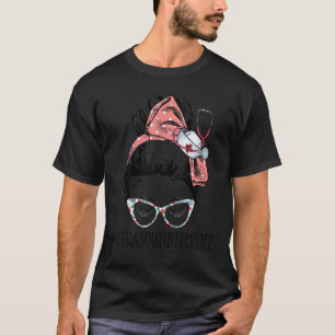 Echografie Tech Life Funny Messy Bun Sonograaf S T-shirt