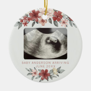 Echografie Zwangerschap Aankondiging Keepsake Flor Keramisch Ornament