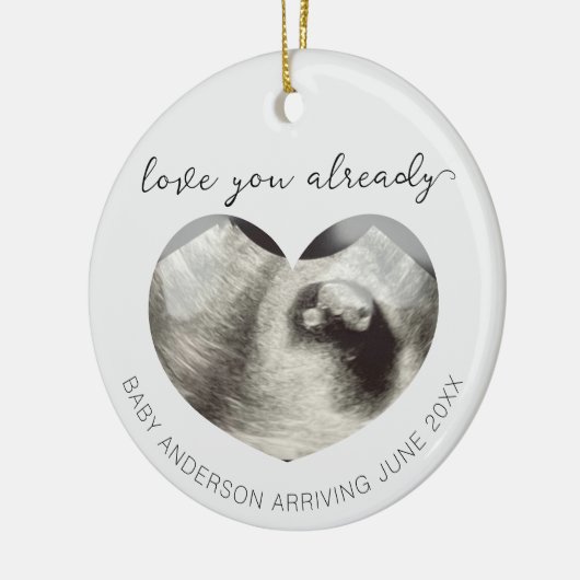 Echografie Zwangerschap Aankondiging Keepsake Hear Keramisch Ornament (Links)