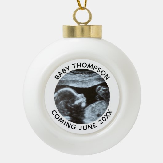 Echografie Zwangerschap Geslacht Reveal Sonogram Keramische Bal Ornament (Voorkant)