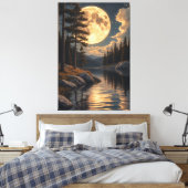 Echo's van de Gouden Maan Canvas Afdruk (Insitu (Slaapkamer))