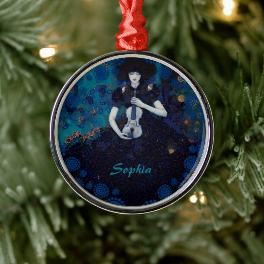 Echos van stilte: een viool lied van genezing metalen ornament (Boom)