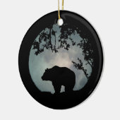 Echt  Beer en kerstversiering met moon Keramisch Ornament (Links)