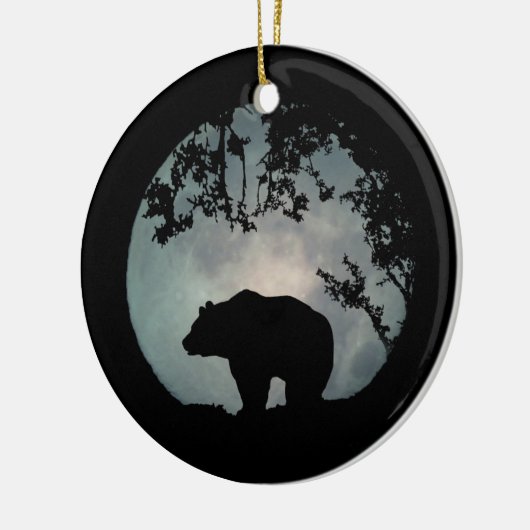 Echt  Beer en kerstversiering met moon Keramisch Ornament (Links)