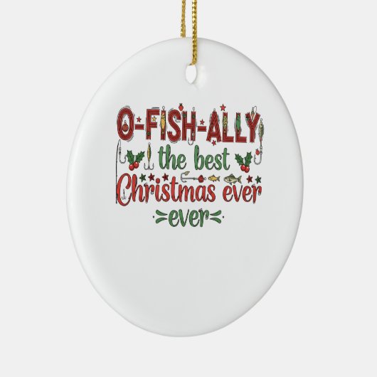 Echt de beste kerstvisser ooit keramisch ornament (Rechts)