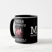 "Echt een engel", aangepaste monogram en mokken (Voorkant links)
