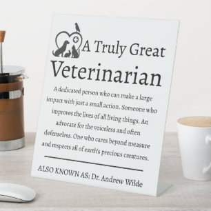 Echt een goede dierenarts reclamebord met voetstuk