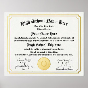 Echt folie High School Diploma, GED, thuisschool Afdrukken