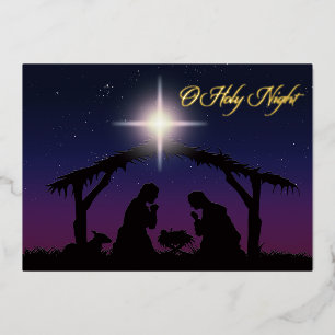 ECHT Goud Folie O Heilige Nacht Kerstkaart Feestdagenkaart