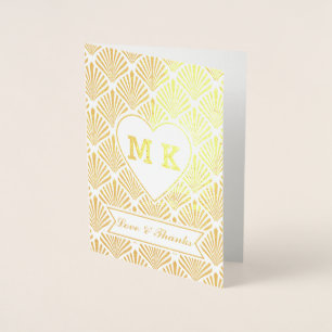 Echt Goud Great Gatsby Art Deco Hart Monogram Folie Kaarten