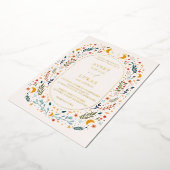 Echt Goud  Mystiek Bloemen Monogram Bruiloft Folie Uitnodiging (Gedraaid)