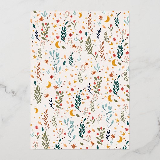 Echt Goud Mystiek Bloemen Monogram Bruiloft Folie Uitnodiging (Achterkant)