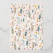 Echt Goud  Mystieke Wildbloemen Bruiloft Folie Uitnodiging (Achterkant)