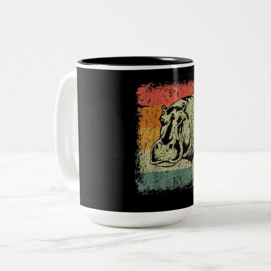 Echt  Hippopotamus Hippo | Hippo Lover Tweekleurige Koffiemok (Voorkant links)